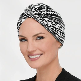 Product image for Twist-Front Print Turban - Turban Hair System
