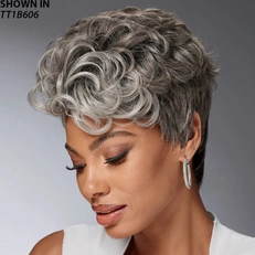 Pia Human Hair Blend Short Wavy Wig